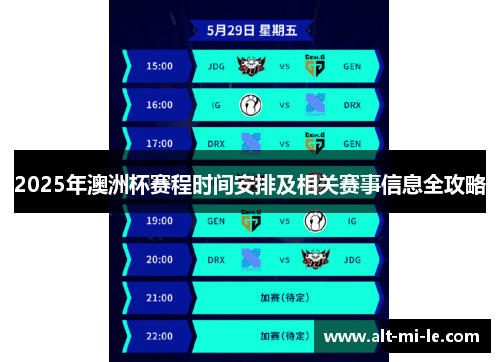 2025年澳洲杯赛程时间安排及相关赛事信息全攻略